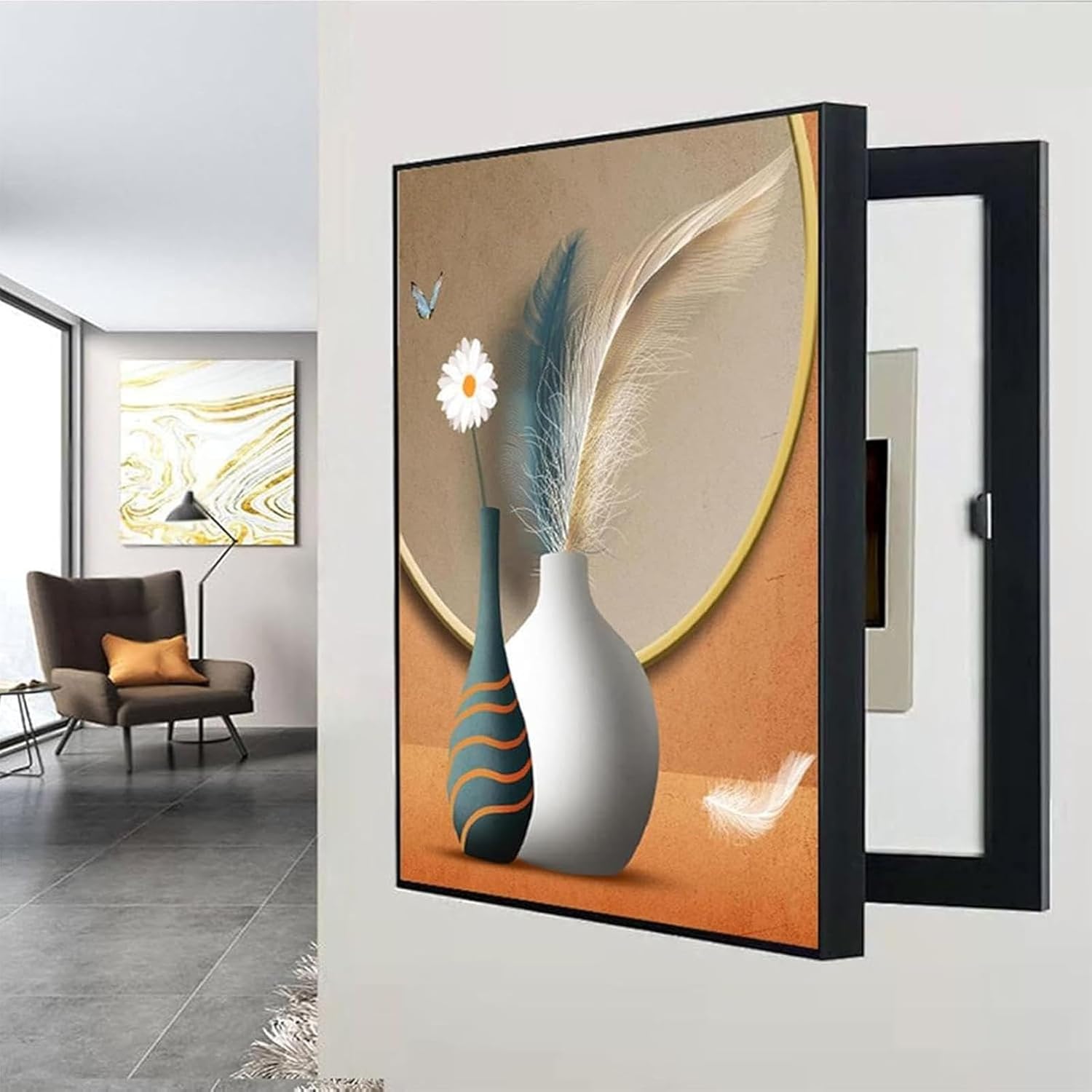 Modern Decorative Electrical Panel Cover, Wall-Mounted House Panel Coating, Contemporary Electrical Box Covering, Stylish Wall Stay Solution