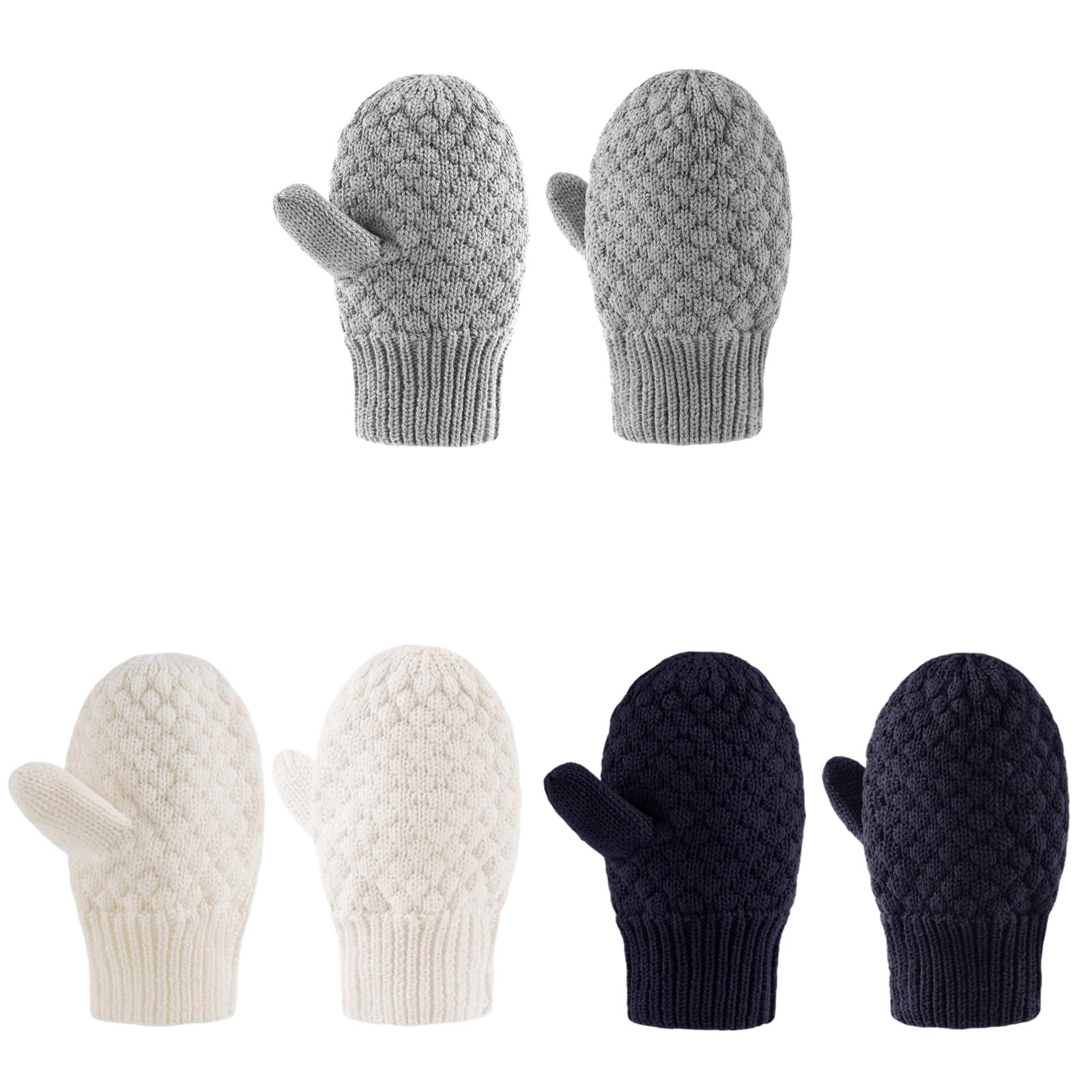 Baby Knit Mittens Toddler Boys Girls Gloves Winter Infant Newborn No Scratch Mitten 0-3 Years