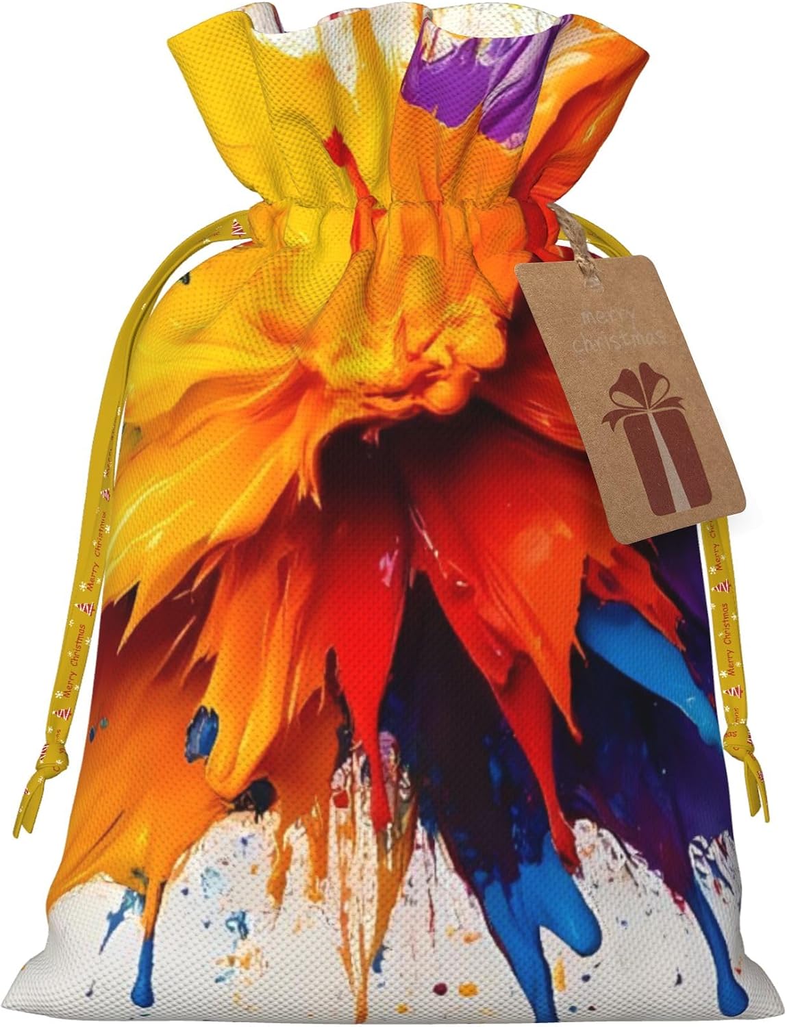 Gift Bag Reusable Wrapping Bag For Holiday Party,Colorful Paint Print