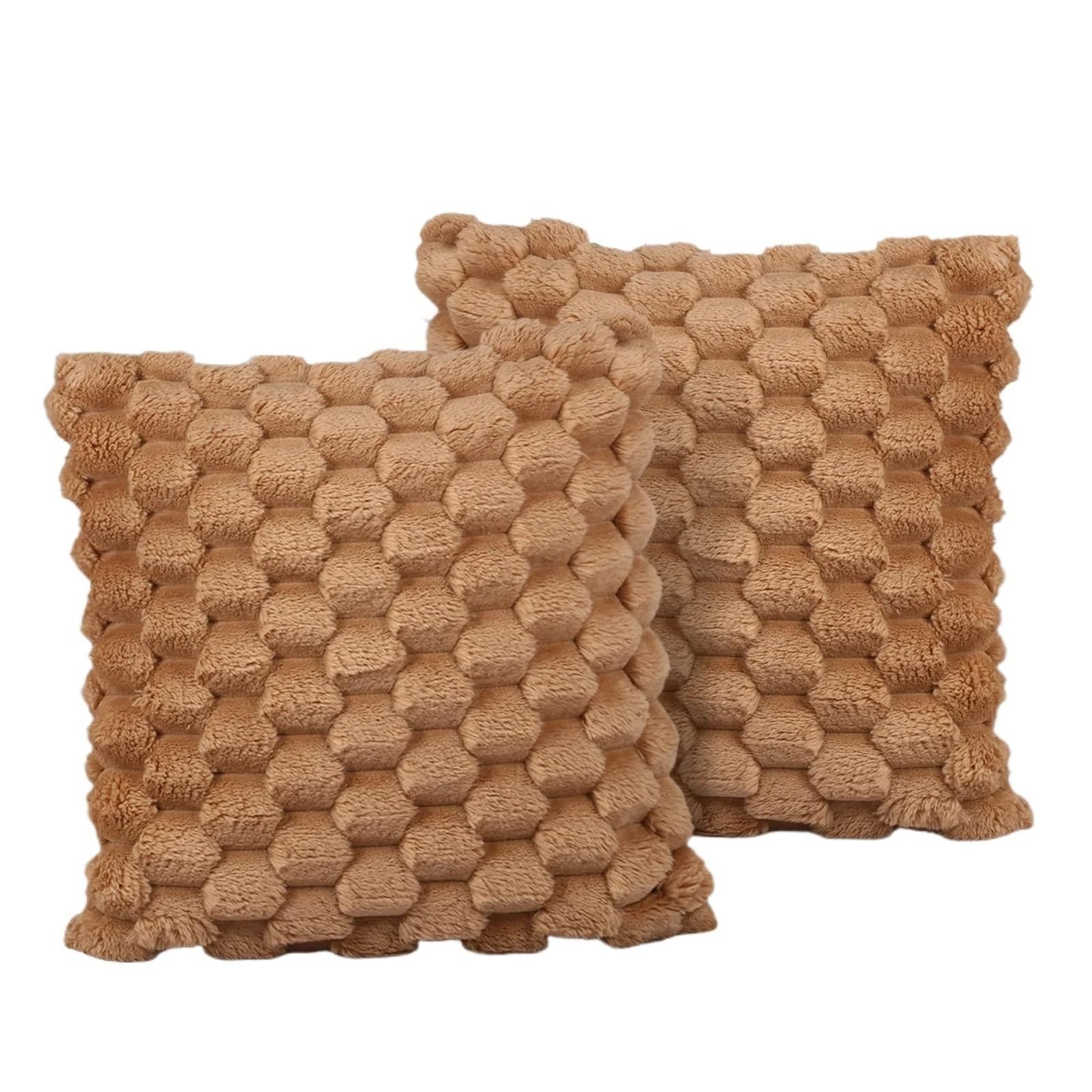 Housses de coussin en peluche marron pour rénover un canapé usé