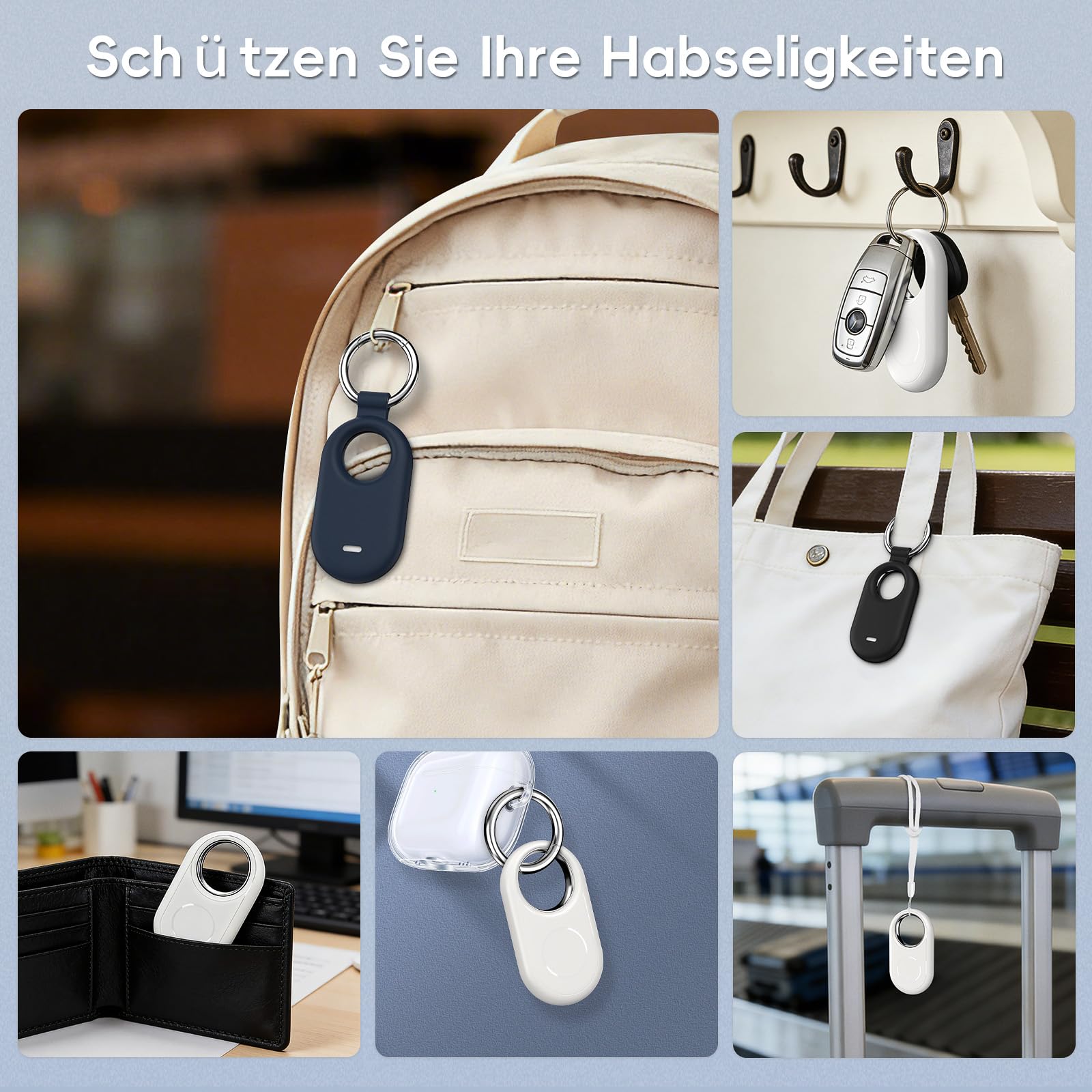 Tracker Smart Tag Android Funktioniert mit Google's Find Hub (4 Stück), Schlüsselfinder Android,Bluetooth Finder für Geldbeutel, Taschen, Schlüssel & Hund