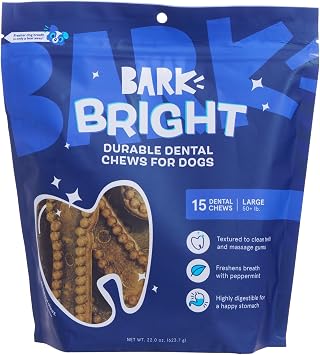 Barkbox Bright Durable Dog Dental Chew Sticks - 15 Dental Chews for Dogs - for Large Breeds 50+ lbs