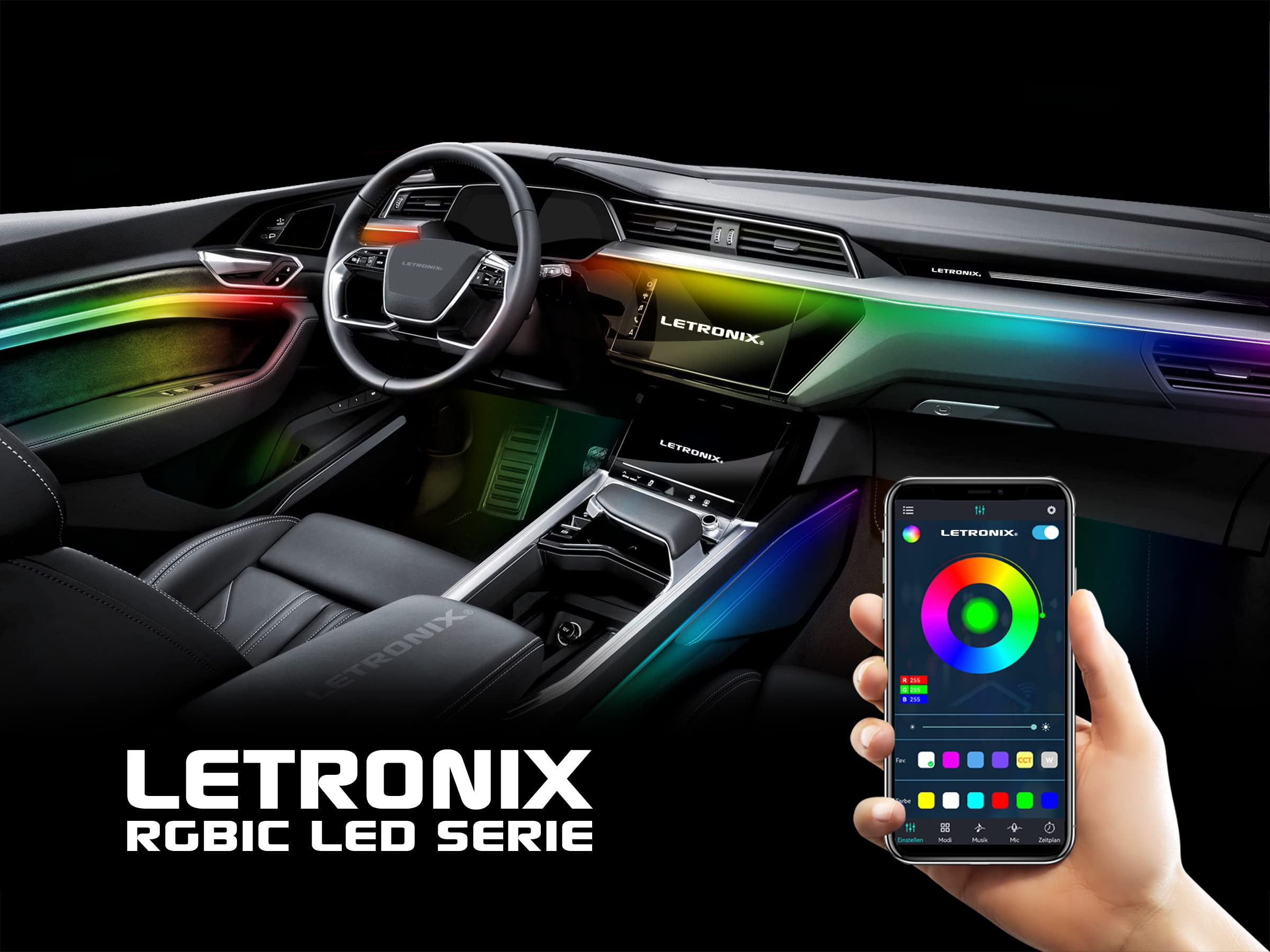 RGBIC RGB Full LED Rainbow Auto Illuminazione ambiente (per 2 porte) con controllo APP e telecomando