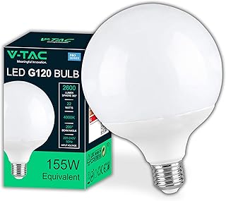 V-TAC Bombilla LED Globo E27-22W (Equivalente a 155W) G120-2600 Lumen - Bombilla LED Máxima Eficiencia y Ahorro Energético - 4000K Blanco Neutro