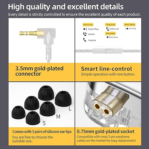 Miniatura 7 de KZ AS24 - Auriculares con monitor intrauditivo de 24BA, auriculares IEM de alto rendimiento con 8 interruptores de sintonización, auriculares con