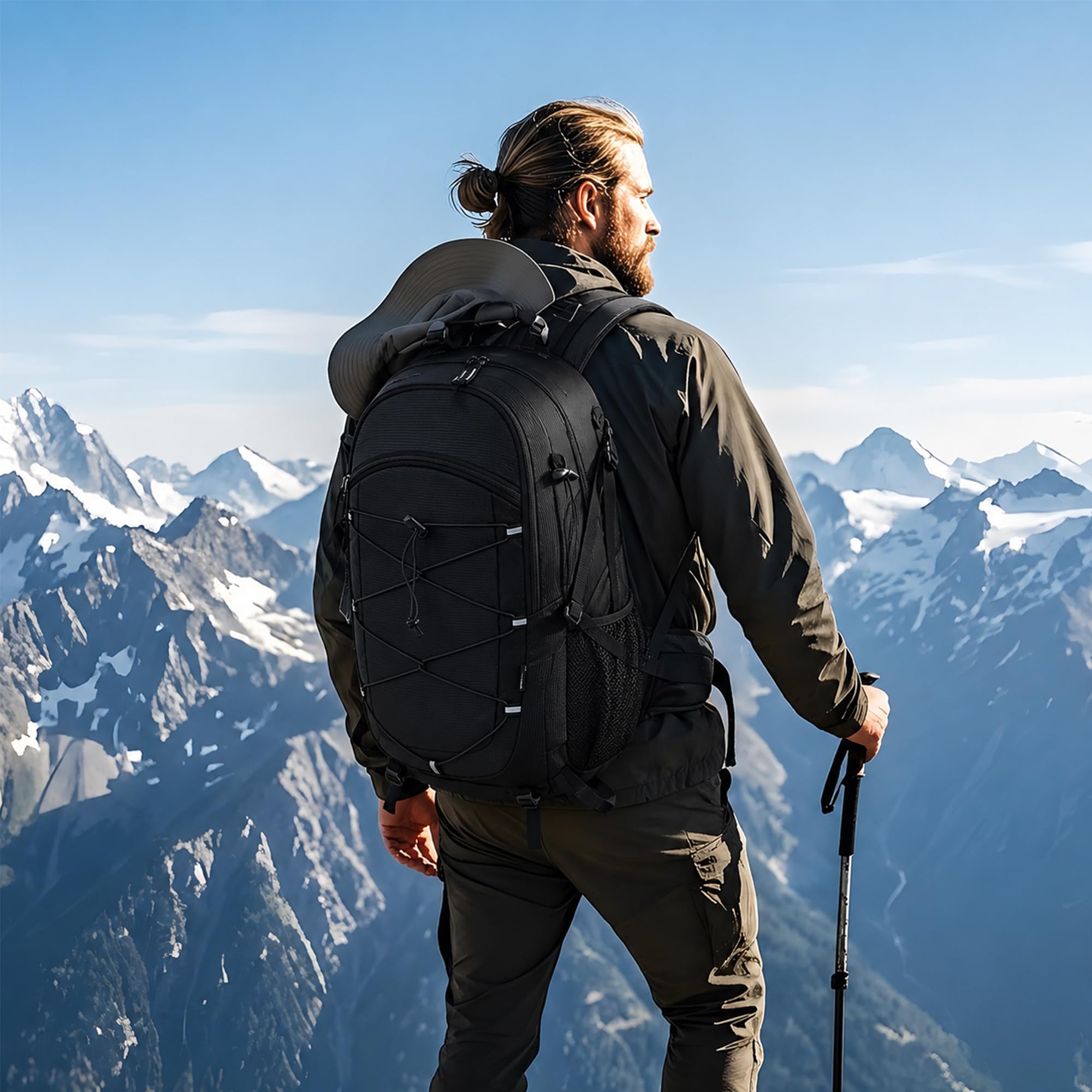 AUMTISC Zaino da trekking da 35 l, per uomo e donna, per campeggio, escursionismo, attività all'aperto, Nero , 52x33x20 Centimeters, Casual