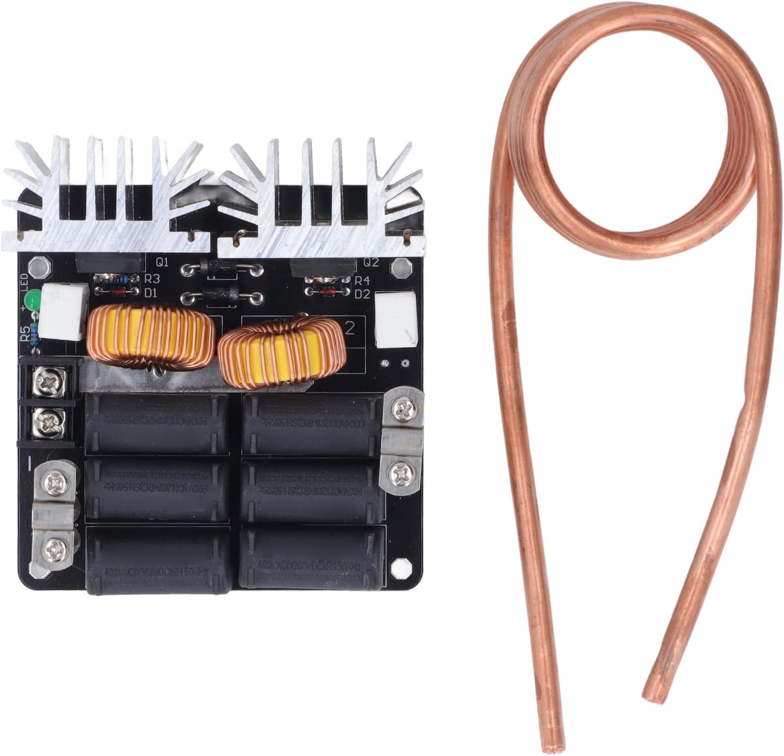Induction Heating Module 1000W, High Frequency Low Voltage ZVS Heater Board with Coil for DIY 12V-48V, Annealing Hardening Heat Treatment Iron Steel Graphite