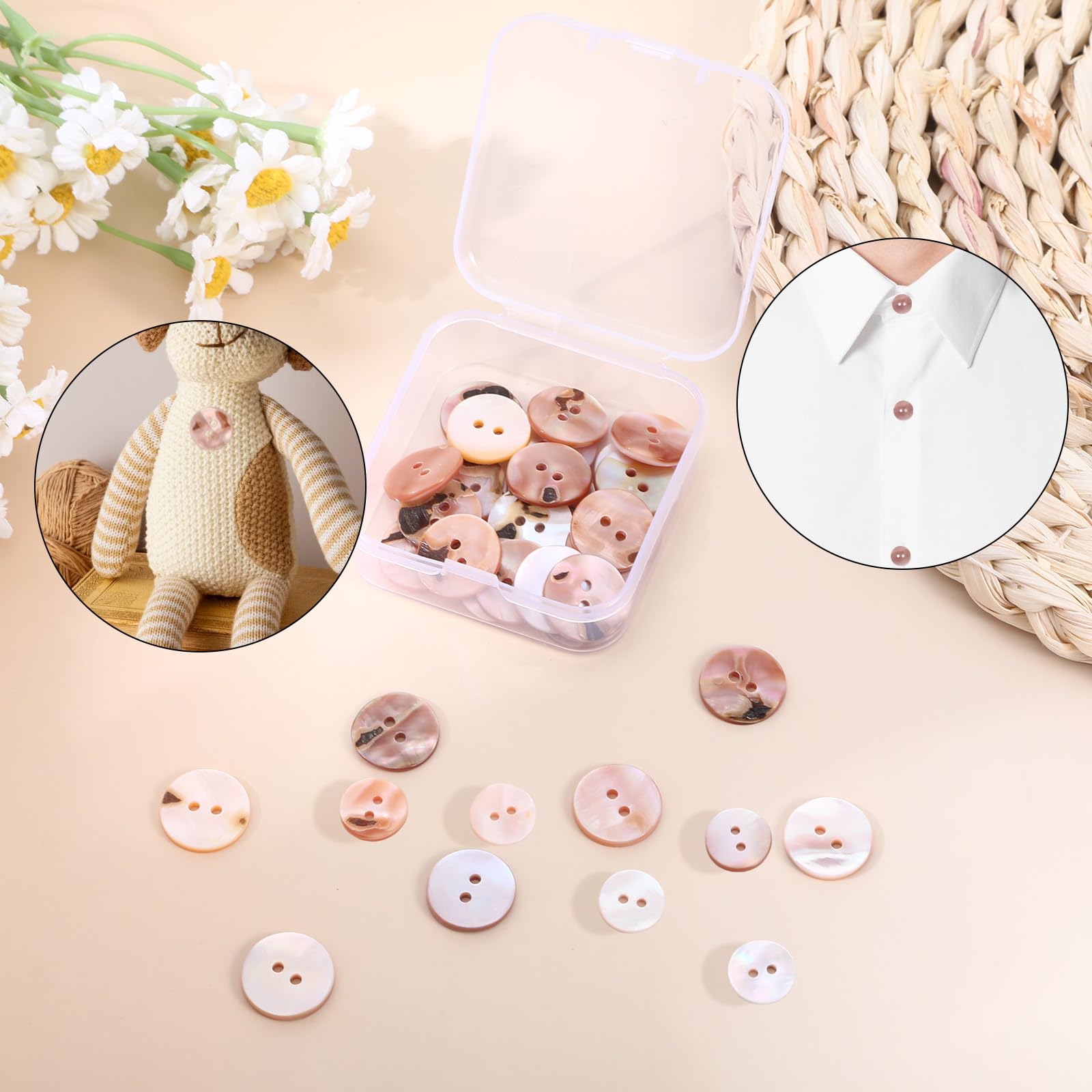 Lot De 20 Boutons Scrapbooking Blancs En Coquille - 2 Trous, 9 Mm, Pour Couture, Mercerie Ou Créations DIY