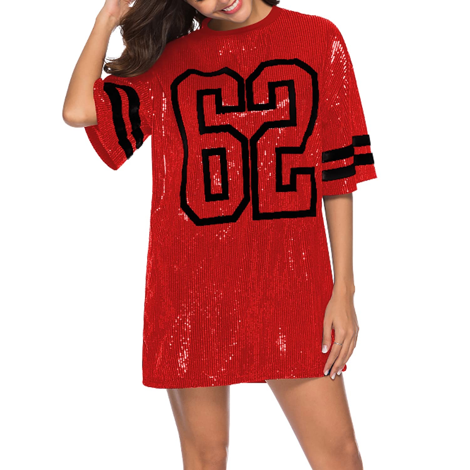 PORRCEY Juniors Short Sleeve Sequin Funny Dress Shirts