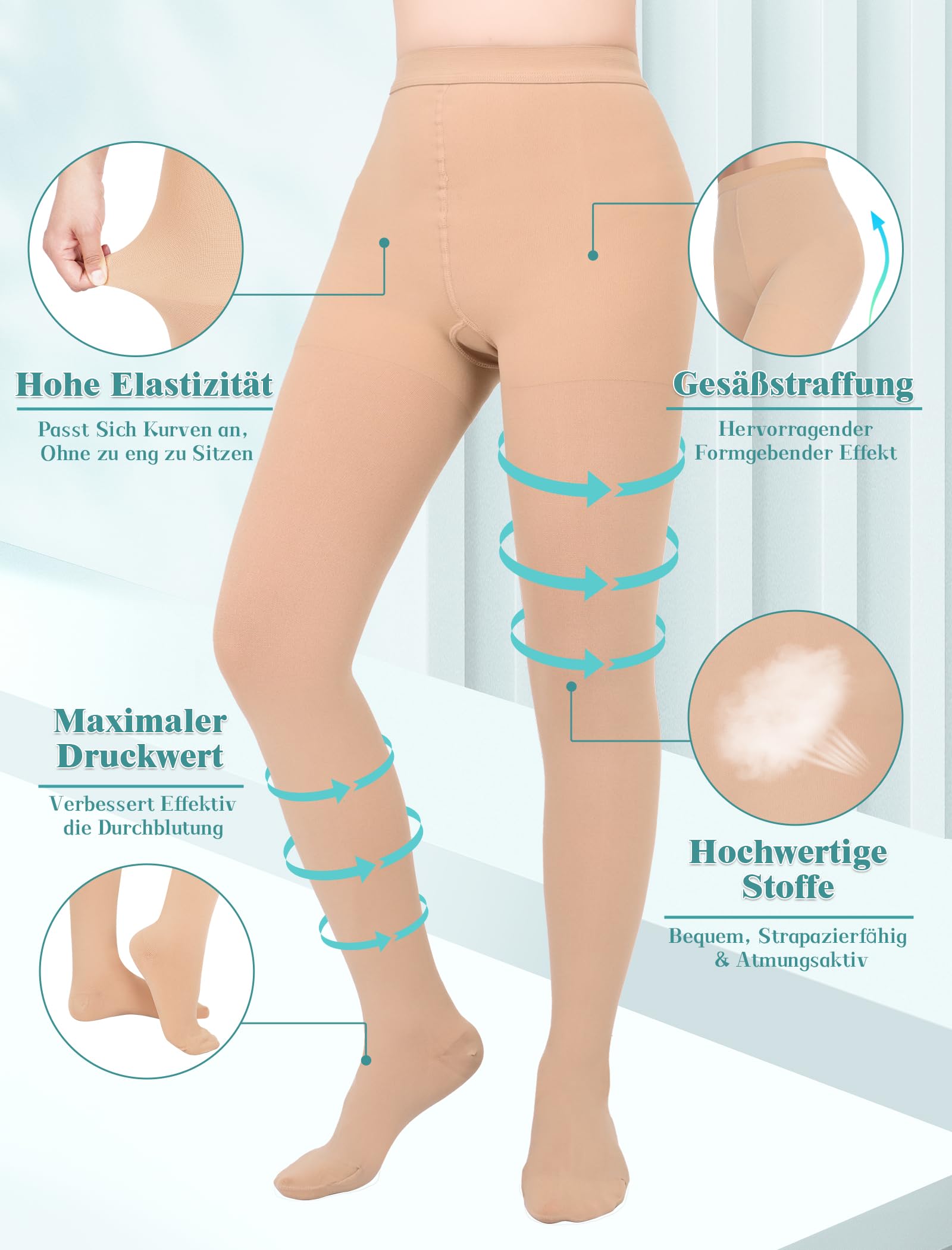 20-30 mmHg calze mediche a compressione da donna e uomo classe 2, calze a compressione per vene varicose, edema, Dvt