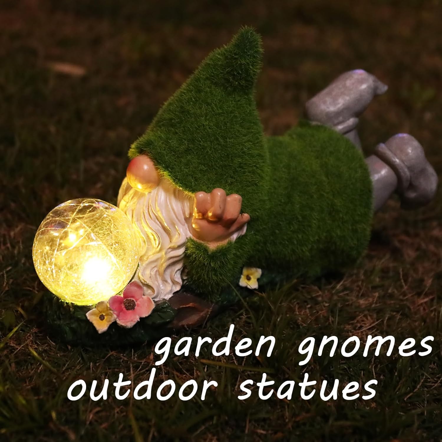 Lifoberstar Estatuas De Gnomos De Jardín De Burbujas Que Soplan, Luz