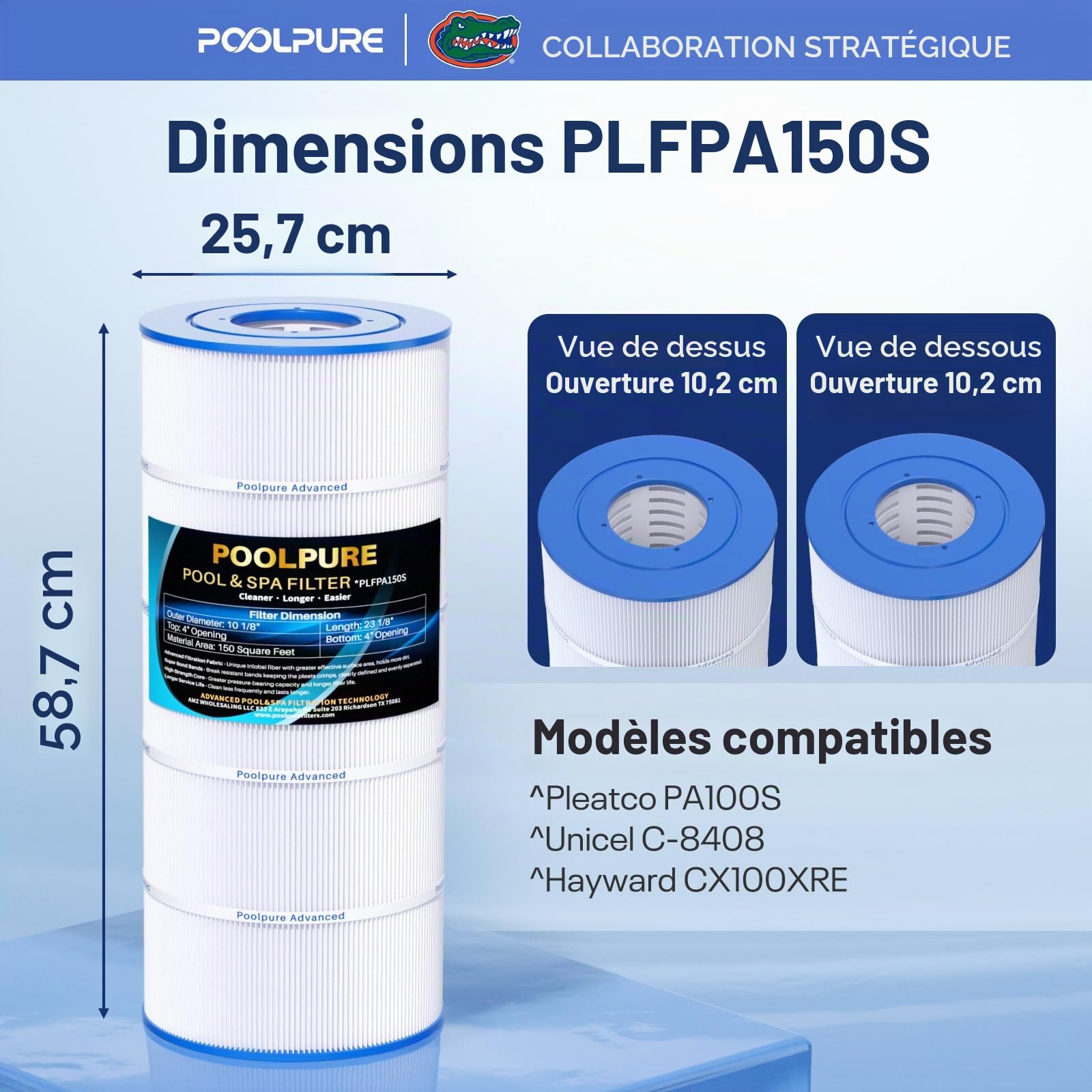 POOLPURE PA150S Filtre de piscine remplace Hayward CX150XRE, Hayward SwimClear C150S, 150 m² 1 paquet