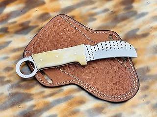 Custom Handmade Rasp steel Hawkbill knife with leather sheath - CHK