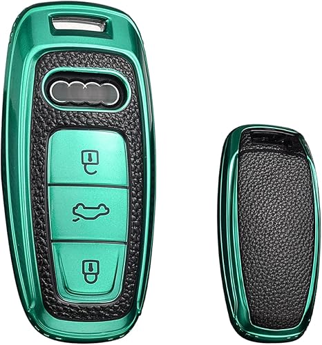 Xotic Tech - Funda de piel granulada de poliuretano termoplástico verde compatible con Audi A3 A6 A7 A8 E-Tron S3 S6 RS6 S7 RS7 Q7 SQ7 Q8 SQ8 3