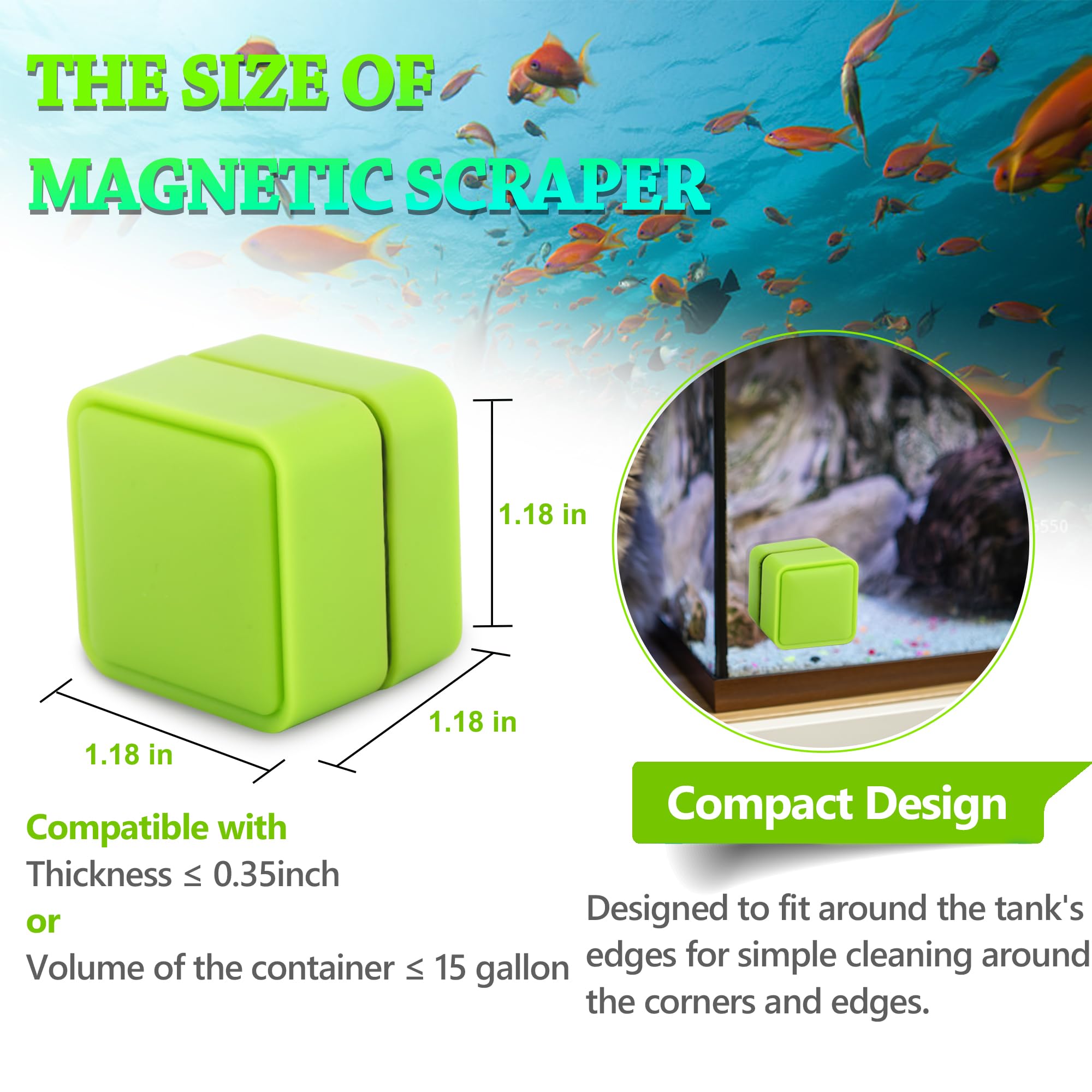 NEPTONION Magnetic Aquarium Fish Tank Glass Algae Scrapers Glass Cleaner Scrubber Clean [Compact, Scratch-Free, Non-Slip - Image 4