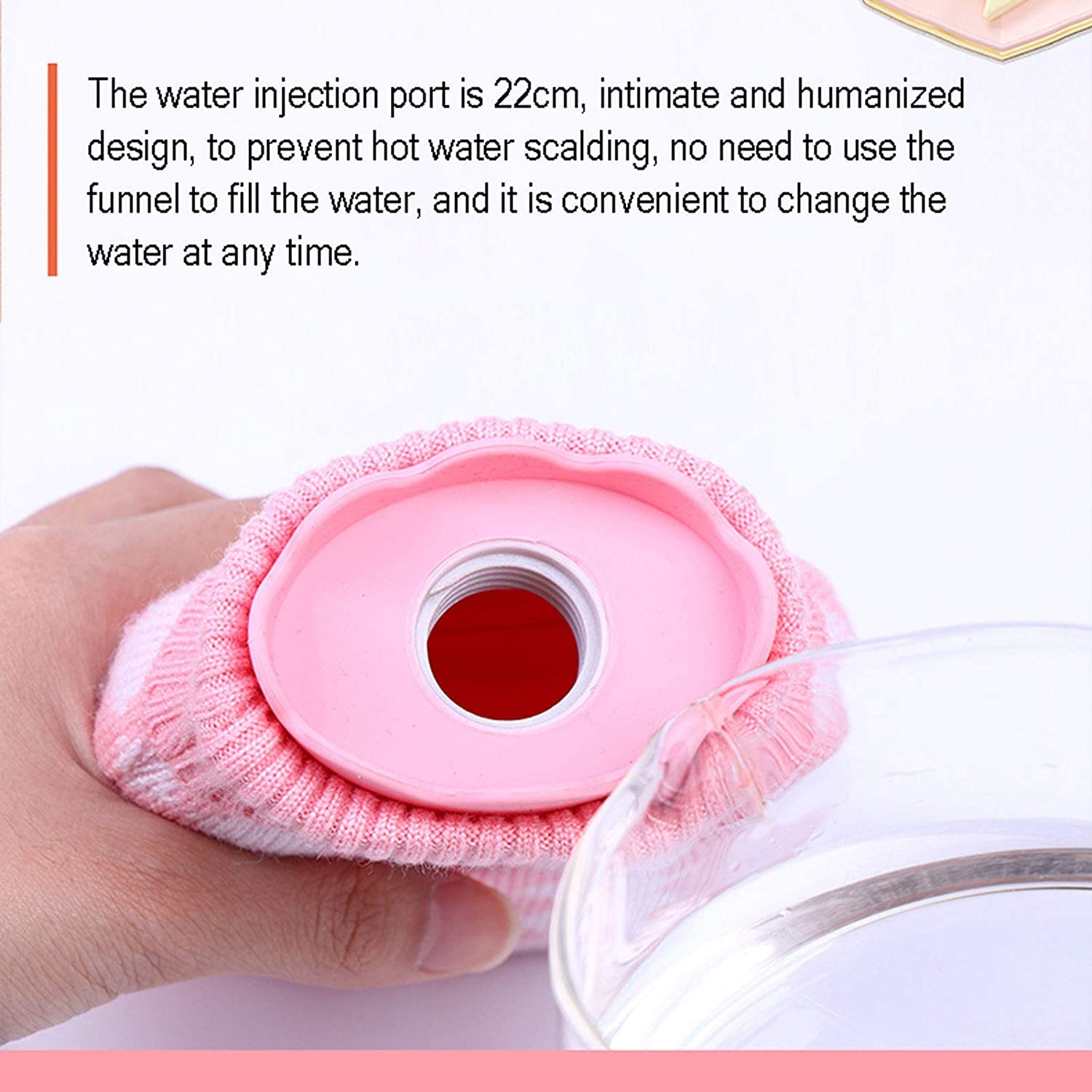 Bolsa Agua Caliente para Calentar Manos Botella De Agua Caliente De Lujo, Bolsa De Agua Caliente Aliviar El Dolor, para Las Piernas del Cuello Trasero Botella De Agua Caliente(Pink)