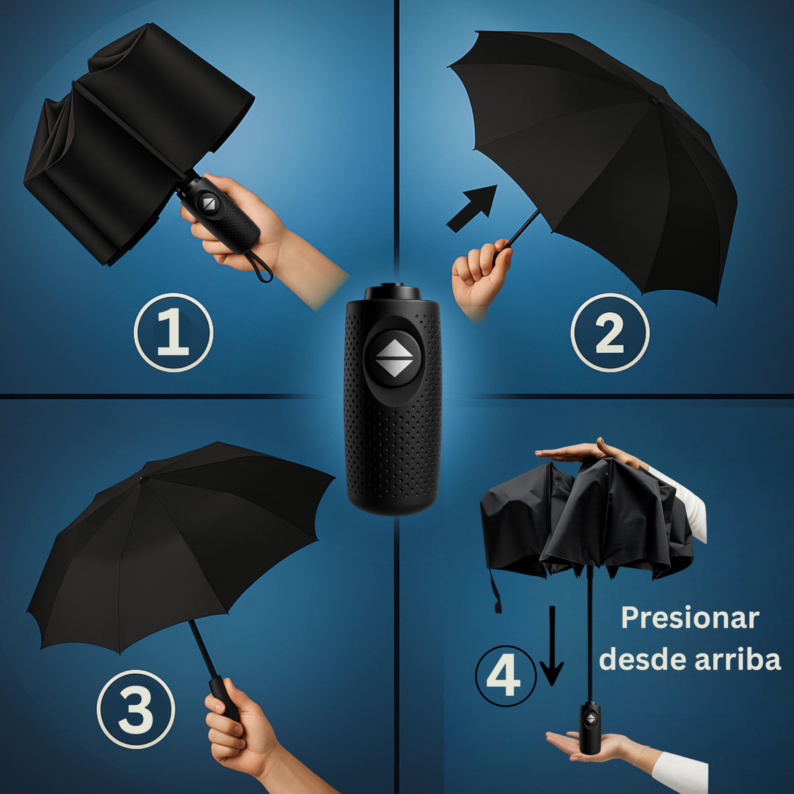 Paraguas antiviento I Paraguas plegable 3 tamaños Ø95cm,Ø100cm, Ø105cm | Umbrella compacto I Paraguas pequeño, ligero para viaje y diario I Automático abre y cierra I Para hombre y mujer I Drytogo