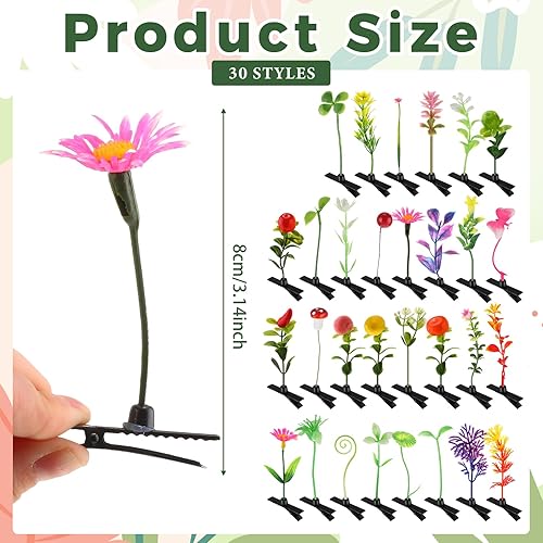 Miniatura 2 de 30 pinzas para el pelo de brotes de frijol, horquillas de plantas de estilo mixto, horquillas para el cabello, pasador de hierba, mariposa,