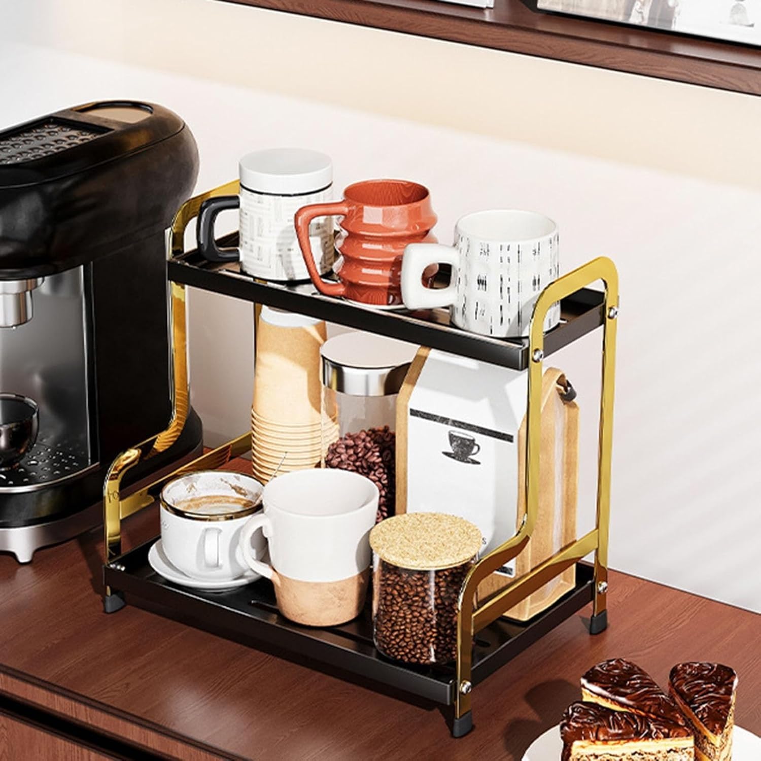 Rangeur de comptoir pour organiser le maquillage ou le café chic