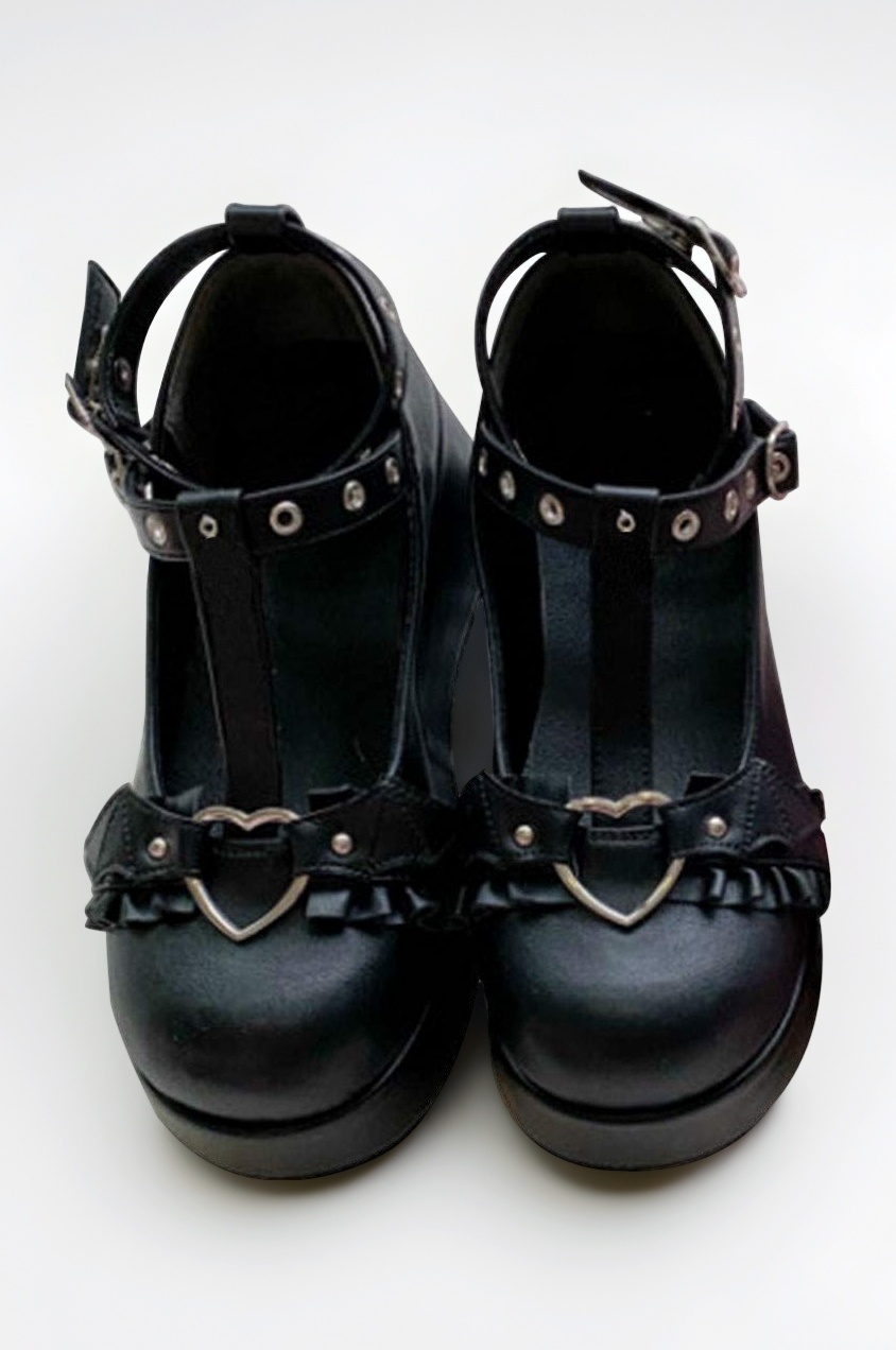 Mary Jane Shoes Women Cute Ankle Strap Platform Wedge High Heel Pumps Gothic Party Dress Shoes for Women