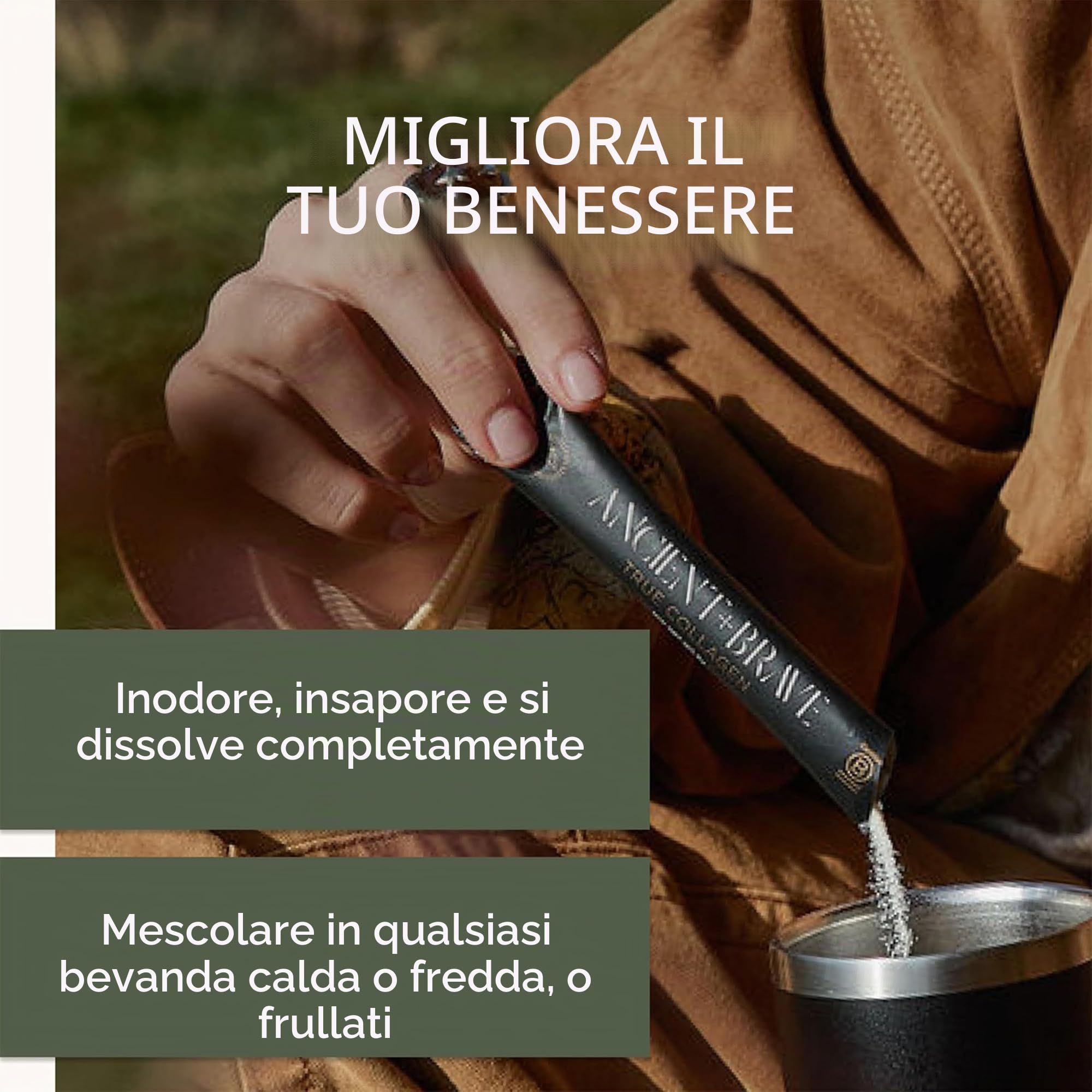 Ancient + Brave True Collagen 15 Bustine x 5g - Collagene Idrolizzato al 100% (Tipo 1) da Bovini Grass Fed - Peptidi di Collagene in Polvere ad Alto Contenuto Proteico - Certificato Halal e Koscher