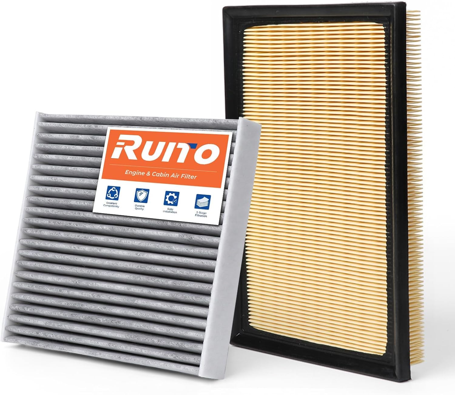 Cabin Engine Air Filter Kit Fits 2013-2018 ES300H AVALON & RAV4, 2010-2012 HS250H, 2007-2017 LS460, 2008-2016 LS600H, 2012-2017 CAMRY