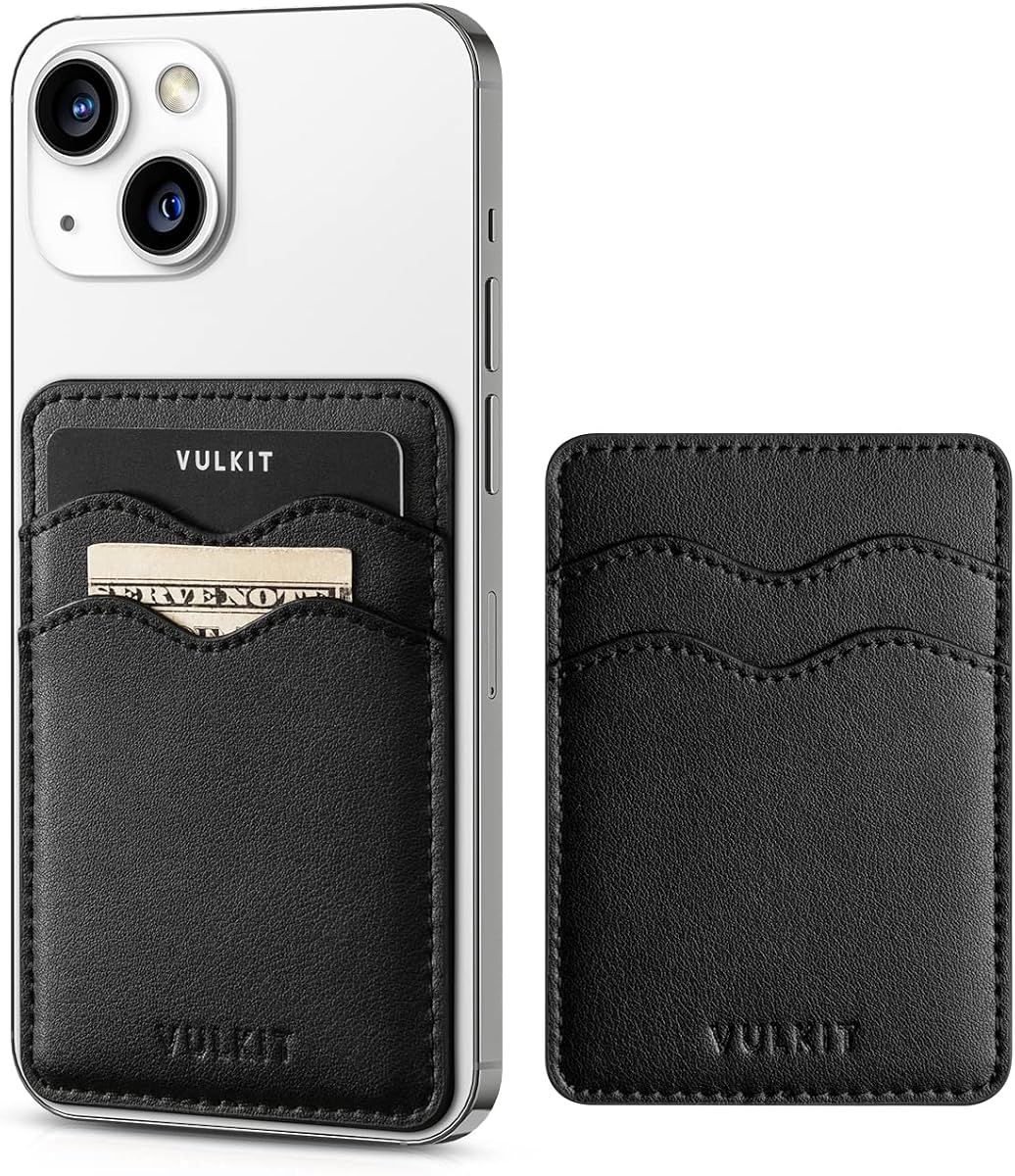 Stick on Card Holder Compatible for iphone Leather Cell Phone Wallet Credit Card Case Strong Sticker for Women