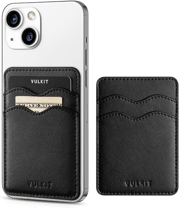Stick on Card Holder Compatible for iphone Leather Cell Phone Wallet Credit Card Case Strong Sticker for Women