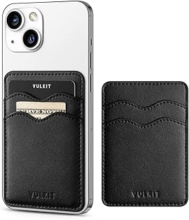 Phone Card Holder Slim Leather Adhesive Card Holders for Men or Women RFID Blocking Credit Card Sleeves Sticker for Smartphone (Black)