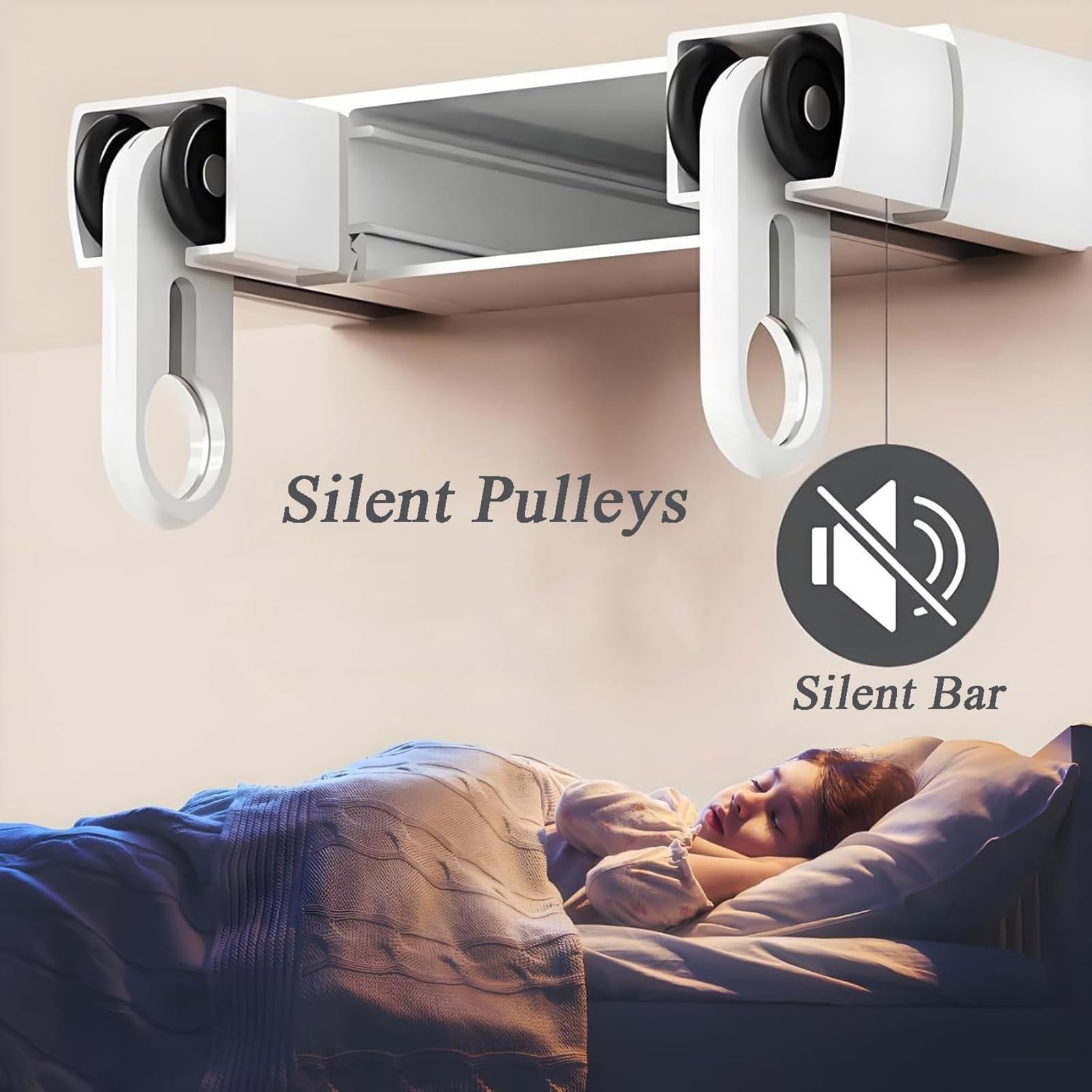 Générique Système de Tringle à Rideaux, Tringle à Rideaux Double Robuste, Fixation au Plafond en Alliage d'aluminium pour Salon, Chambre, hôpital - Tringle à Rideaux de 1