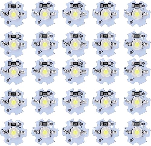 Hyuduo Bombilla LED de chip de 1 W, 5 V, cuentas de luz de 200 lm de brillo, chip de fuente de luz con placa de aluminio para reflector, paquete de