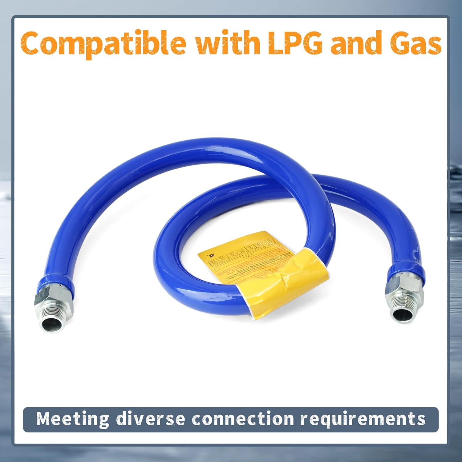 3/4" x 48" Flexible Gas Hose Compatible with Commercial Kitchen Equipment Quick Connect Fuel Line, Mobile Connector Designed for Appliance Cleaning and Moving