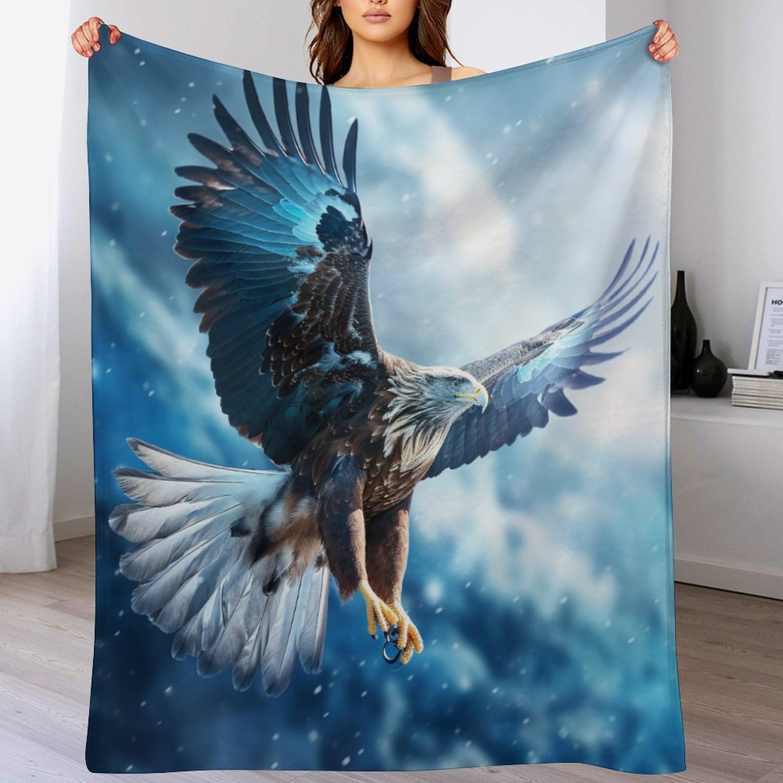 Couverture aigle 3D en flannel pour des soirées cocooning au salon