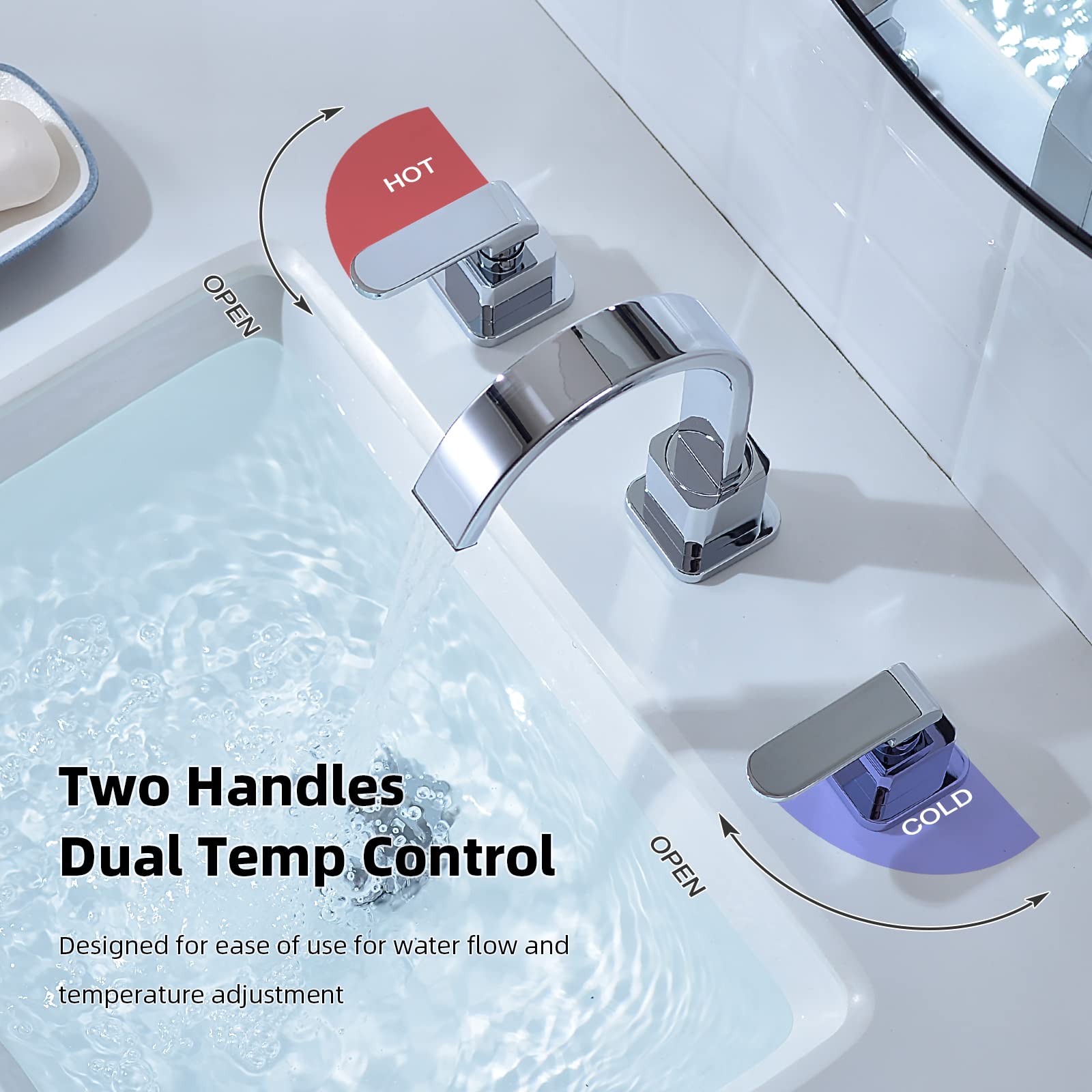 WOWOW 8 In. Widespread Bathroom Sink Faucet With 2-Handles In Brushed Gold 2321900g - View #2