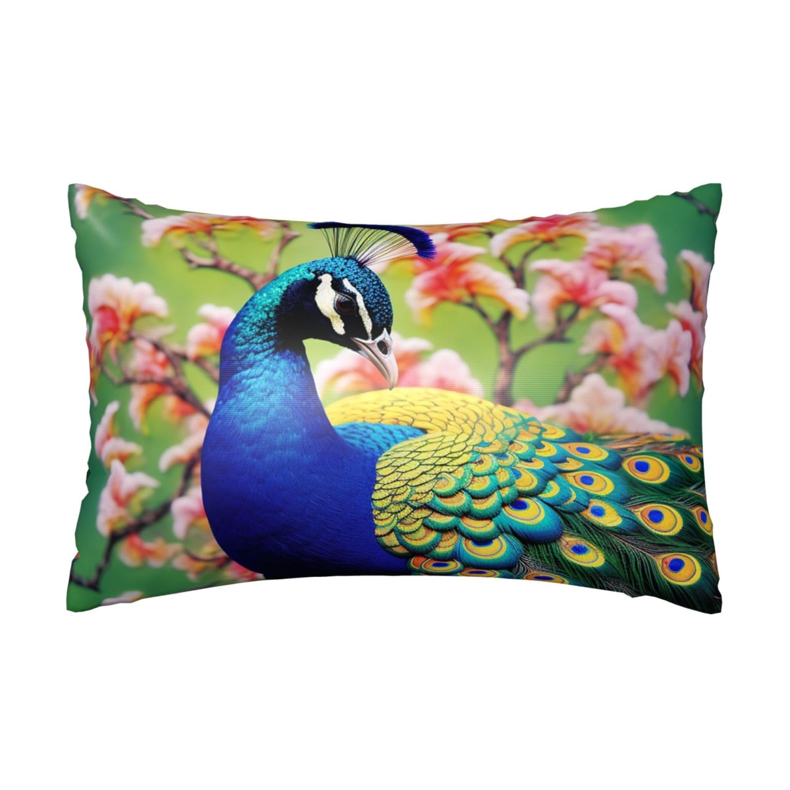 Satin Pillowcase for Hair and Skin, Peacock Pillow Case Queen Size 20x30 Inches, Cooling Silky Pillowcases with Zipper Ultra Smooth and Soft Pillow Cover for Sleeping