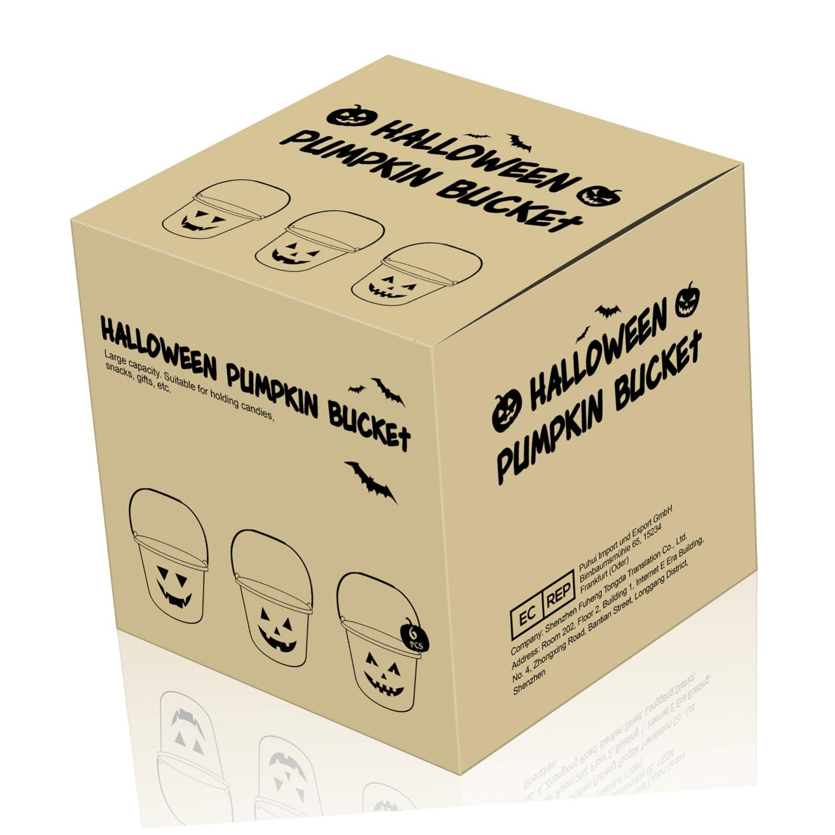 Halloween Pumpkin Trick or Treat Buckets with Handle 6 Pcs Portable Plastic Candy Pumpkin Pails Holder Party Decor Favors for Kids