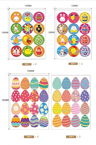 Miniatura 5 de Etiquetas adhesivas de regalo de Pascua, calcomanías temáticas de Pascua, 72 diseños, etiquetas autoadhesivas, novedad surtida huevos de conejo de