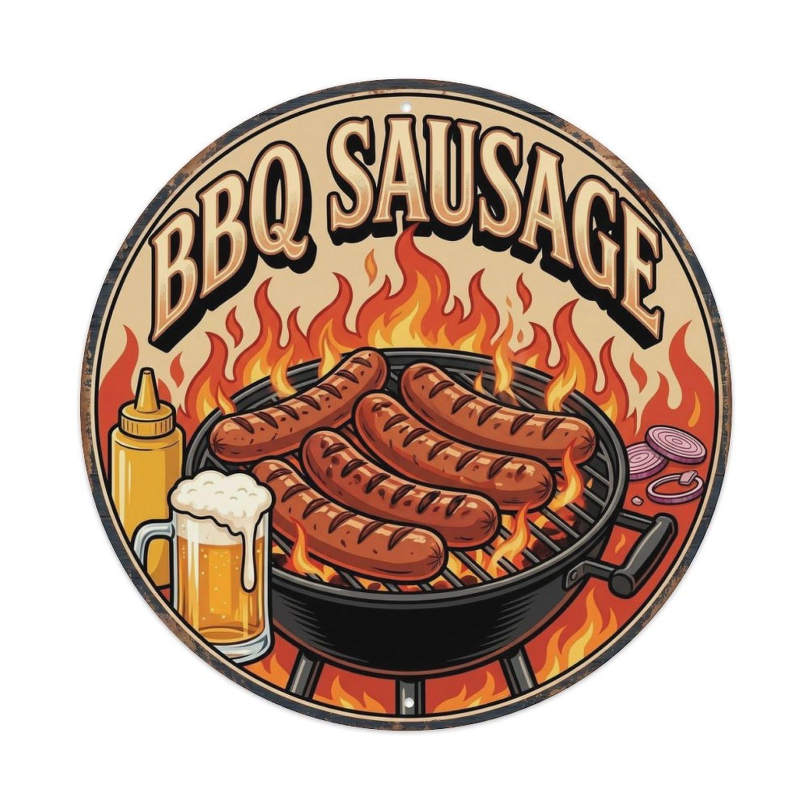 Tgrcjimh Style. Vintage Bbq Sausage Outdoor Bar Metal Tin Sign