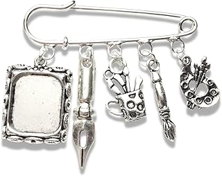 Personalised Artist Brooch, Gift for Artist, Artist Theme, Birthstone Charm, Artist gift, Painter Gift, Artist jewellery, Artist