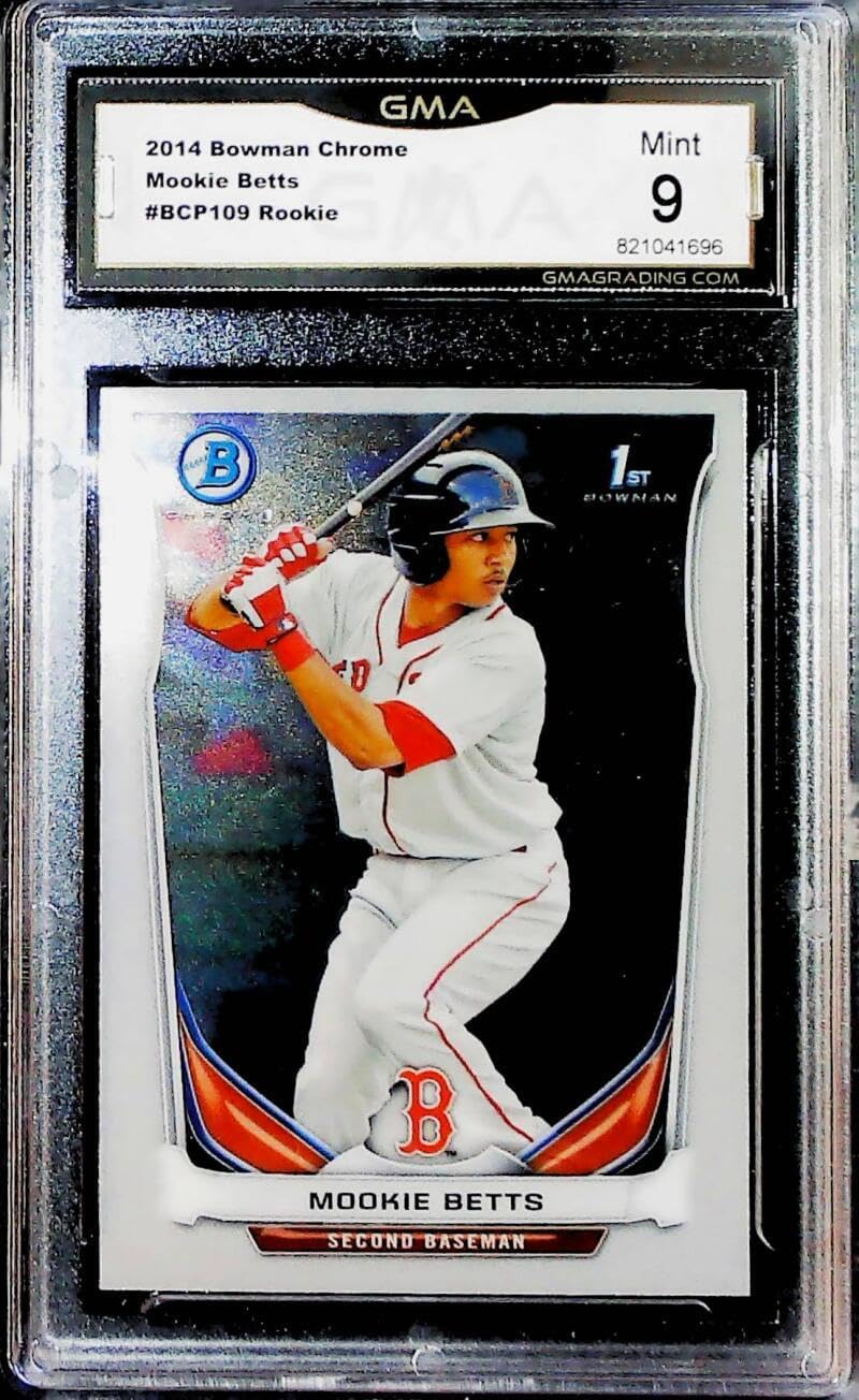 2014 Bowman Chrome Prospects Baseball #BCP109 Mookie Betts Boston Red Sox 1st Bowman Card GMA 9 MINT Serial Number May Vary