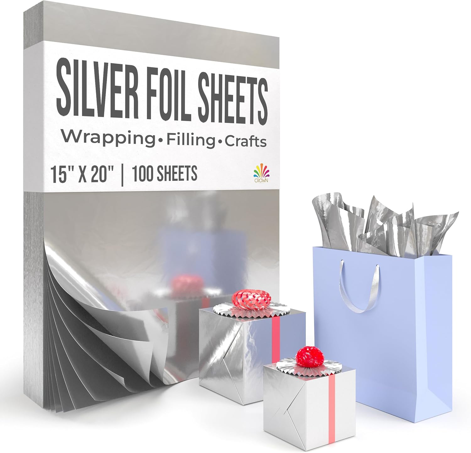 Crown Display Gold Wrapping Paper Christmas Wrapping Paper Gold Metallic Sheets | 100 Sheets 20" x 30" - For Christmas Gift Wrap, Arts & Crafts, Wedding, Birthday, Valentines Day or Mothers Day