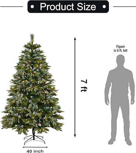 Miniatura 2 de Demi Sharky Árbol de Navidad artificial de 7 pies árbol de Navidad de abeto de alta calidad con bisagras PVCPE material ignífugo 2121 puntas para