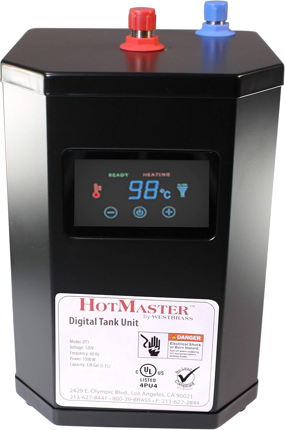HotMaster DigiHot Digital Tank Unit with digital display and warning labels.