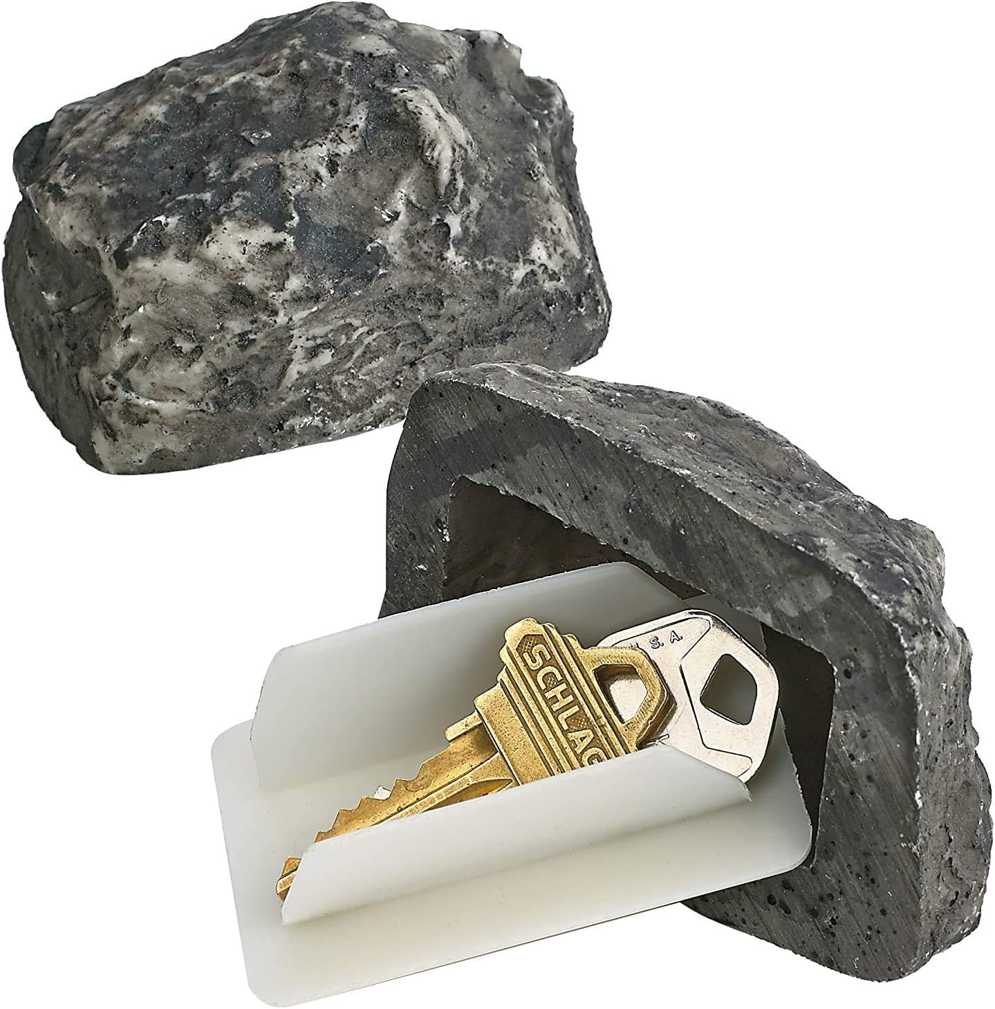 Katzco Hide a Spare Key Fake Rock - Gray Camouflage Stone Diversion Safe Looks & Feels Like Real Stone Rock, Safe for Outdoor Garden or Yard, Geocaching Popular Practical Performance
