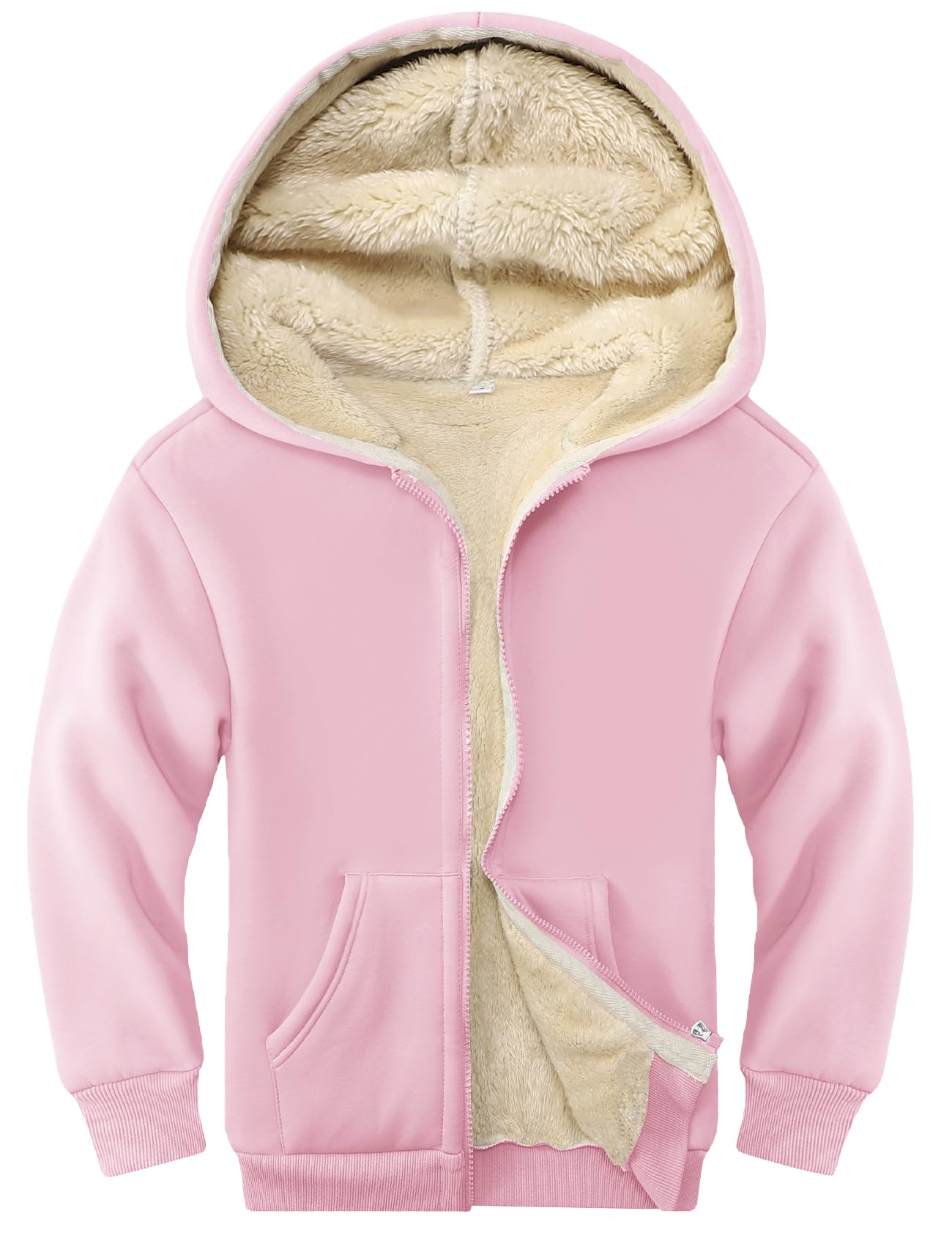 Kids Sherpa Lined Zip Up Hoodie Winter Warm Fleece Jacket 4-15Y