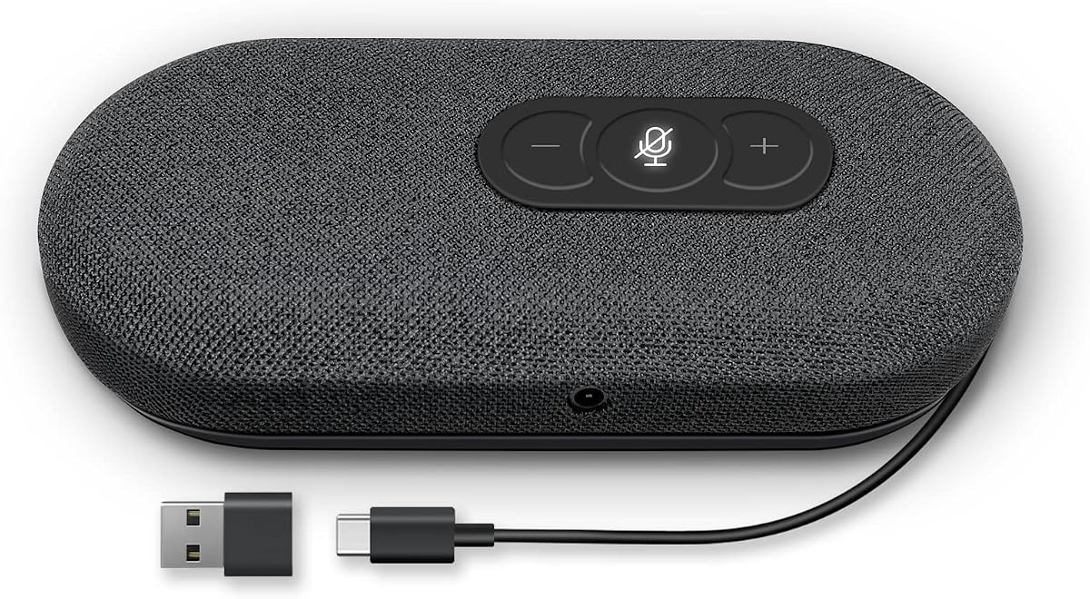 USB Speakerphone, Conference Computer Speakers with Microphone for Home Office Calls, 360 Degree Enhanced Voice Pickup, Noise Reduction, Echo Cancellation, Compatible with Zoom, Teams, Skype