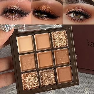 AMY'S DIARY Rose Gold Dark Brown Colorful neutral Eyeshadow Palette Makeup,9Color Matte Shimmer Natural Smokey Eye Eyeshadow palettes Highly Pigmented Neutral Long Lasting Waterproof