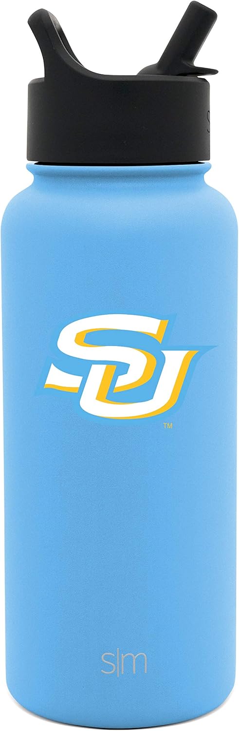 Simple Modern Botella de agua con licencia oficial de la universidad universitaria con tapa de pajilla, termo de acero inoxidable aislado  Colección