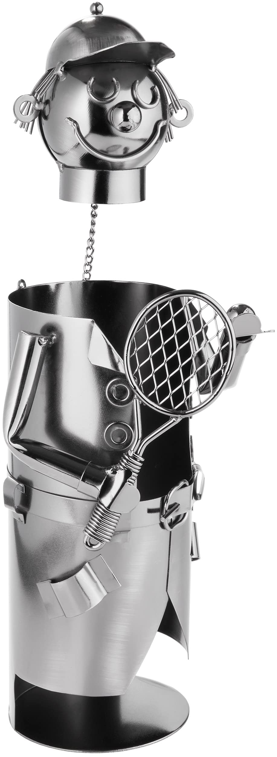 Brubaker Weinflaschenhalter Tennisspieler Metall Skulptur mit Geschenkkarte