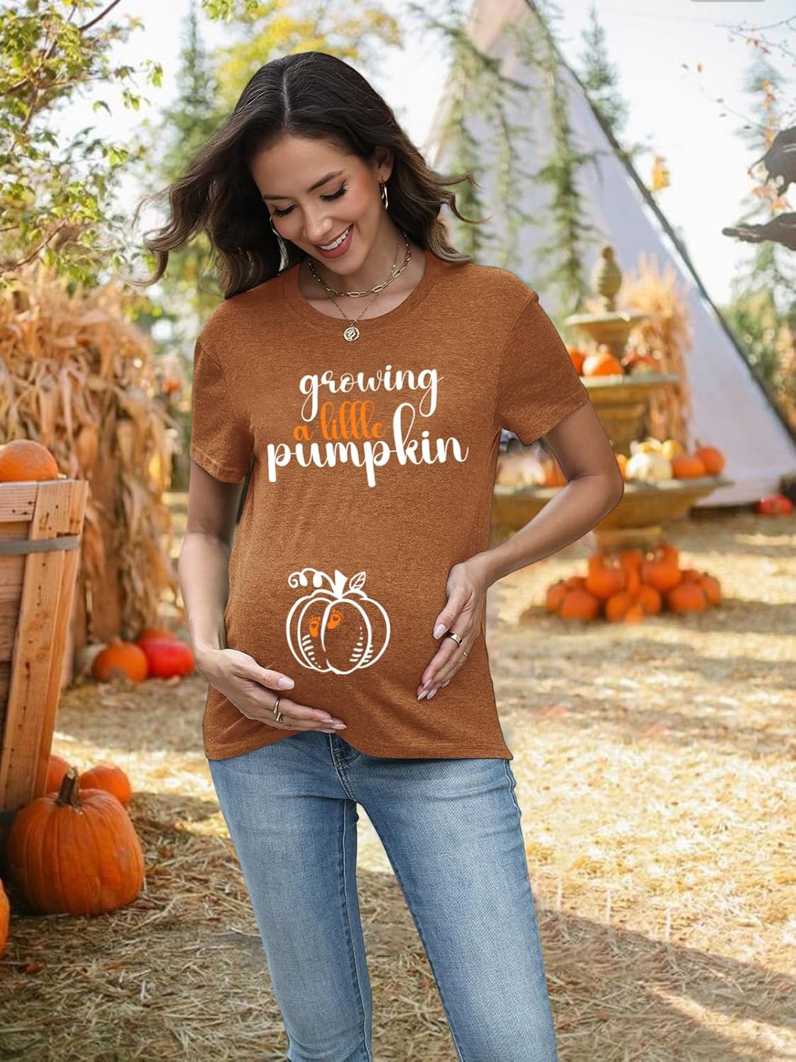 Maternity Shirts for Halloween Thanksgiving Pregnancy Clothes Funny Skeleton Pumpkin Pregnant Announcement Tshirt - Image 5